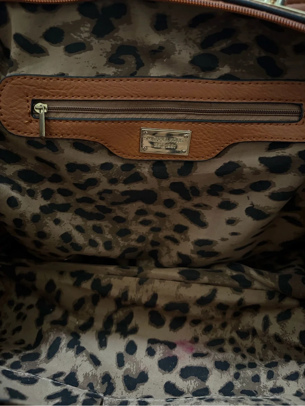 Michael Kors Red & White Striped Crossbody with Tan Trim